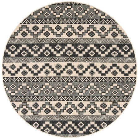 Safavieh 6 ft. 7 in. x 6 ft. 7 in. Veranda Round Power Loomed RugGrey & Beige VER095-3435-7R